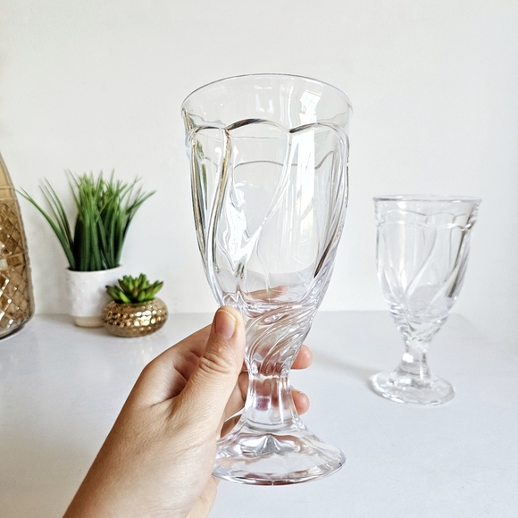 Vintage Set of 2 Noritake Sweet Swirl Clear Water Goblets Iced Tea Glasses - Picture 6 of 10